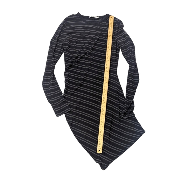 T by Alexander Wang Asymmetrical Stretch Knit Dress Womens Medium Stripe Black - Picture 8 of 8
